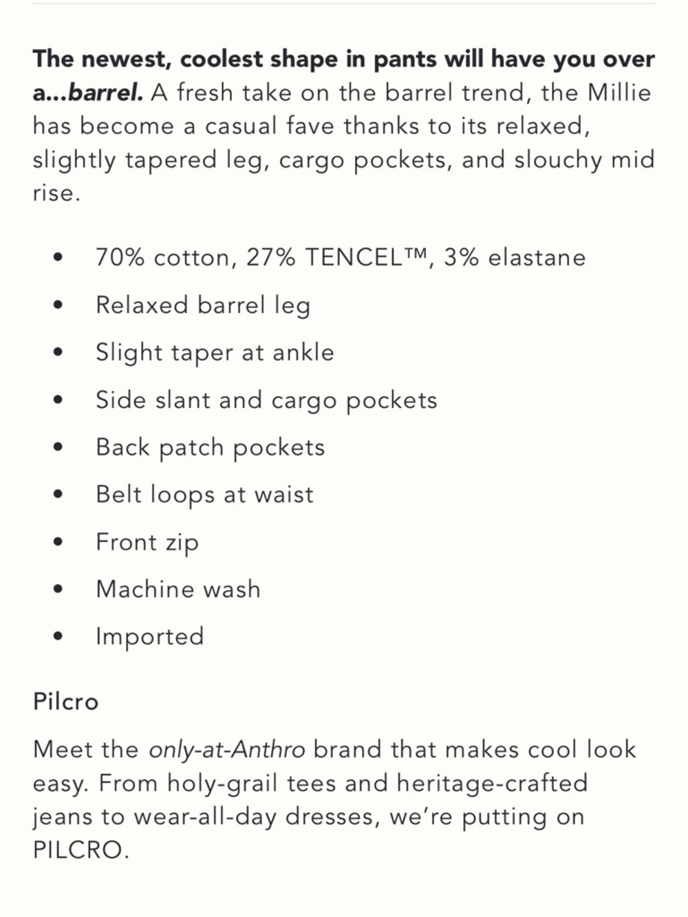 Pilcro Millie low- slung barrel pants from Anthropologie - Picture 5 of 6